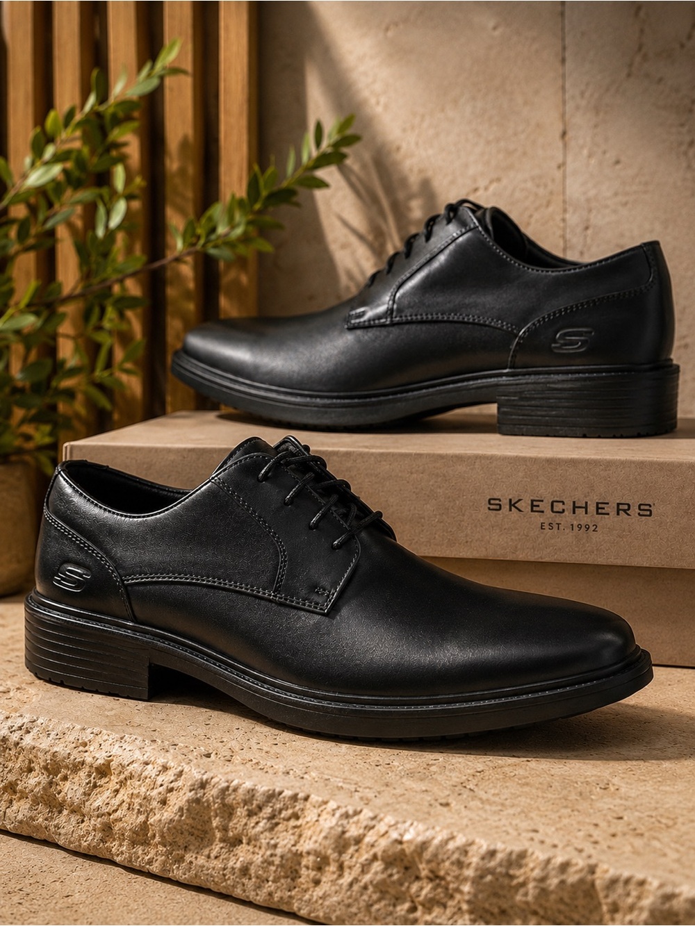 Skechers Miller-Enrico Mens 11 Black Leather Oxford Dress Shoe NEW Air-Cooled